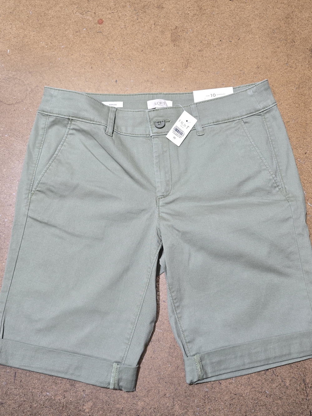 NWT Loft Olive Green Roll-Cuff Bermuda Shorts